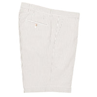 Seersucker Cotton Short in Tan and White (Hampton9 Plain Front) by Berle