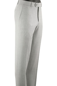 Cashmere and Wool Italian Flannel Comfort-EZE Trouser in Light Grey (Flat Front Models) by Ballin