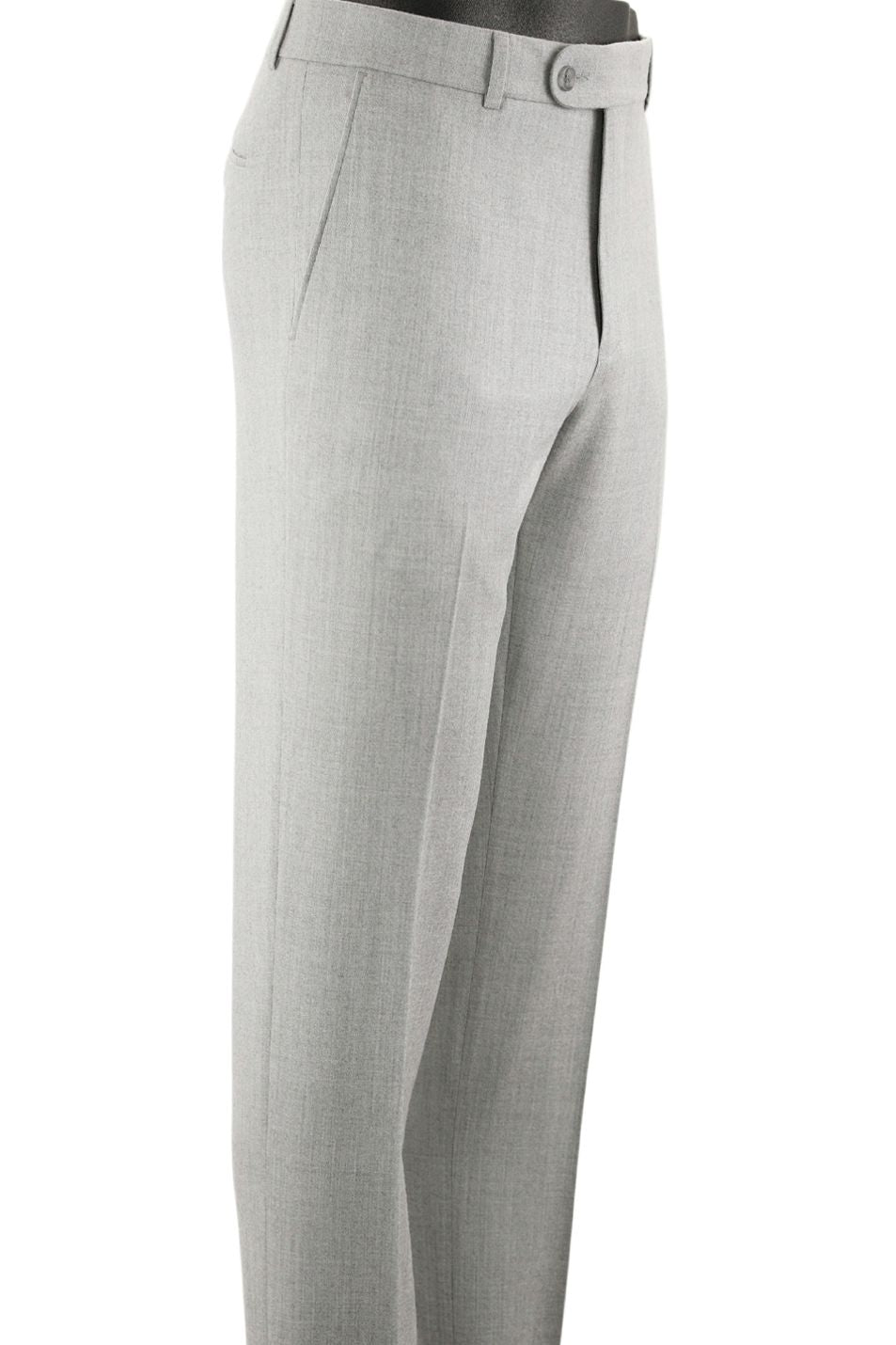 Cashmere and Wool Italian Flannel Comfort-EZE Trouser in Light Grey (Flat Front Models) by Ballin