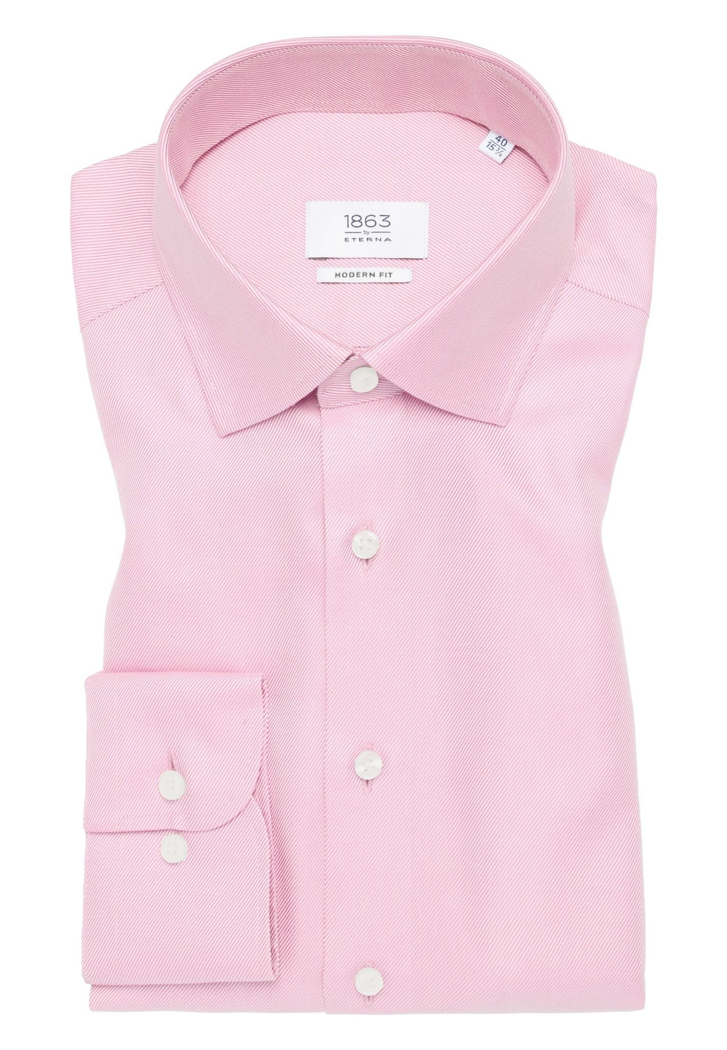 'Royal Twill' In Rose - Modern Fit - Two Ply Cotton Twill Dress Shirt with Kent Collar by Eterna 1863