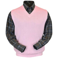 Baby Alpaca 'Links Stitch' V-Neck Sweater Vest in Pink by Peru Unlimited