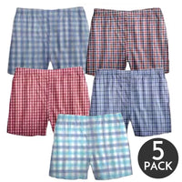 Multi Pack Classic Assorted Plaid Full Make Cotton Poplin Boxer Shorts (5 Pack) (Average Sizing) by Batton