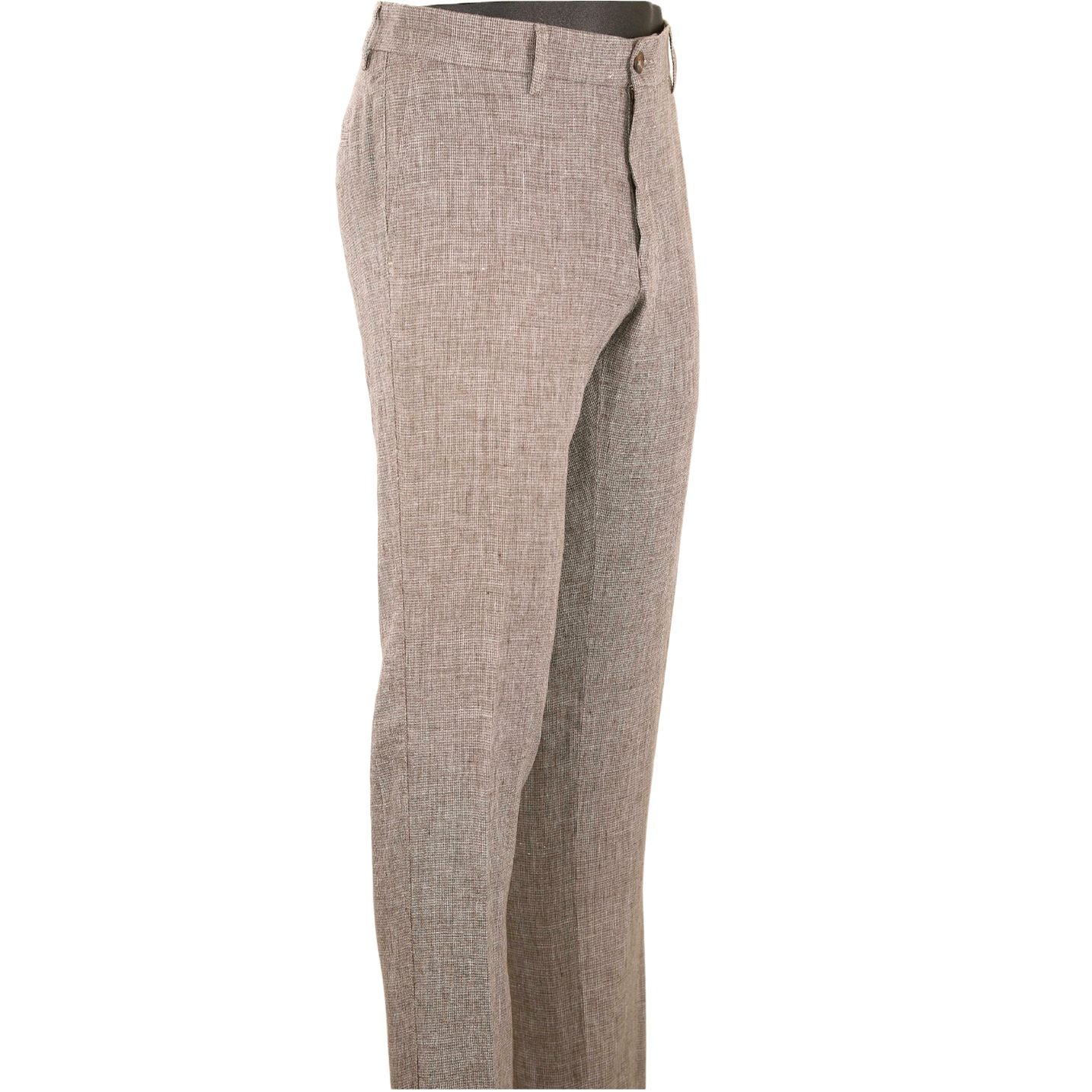 Chambray Linen Irregular Houndstooth Pants in Tan Mix (Mansfield Relaxed Fit) by Ballin