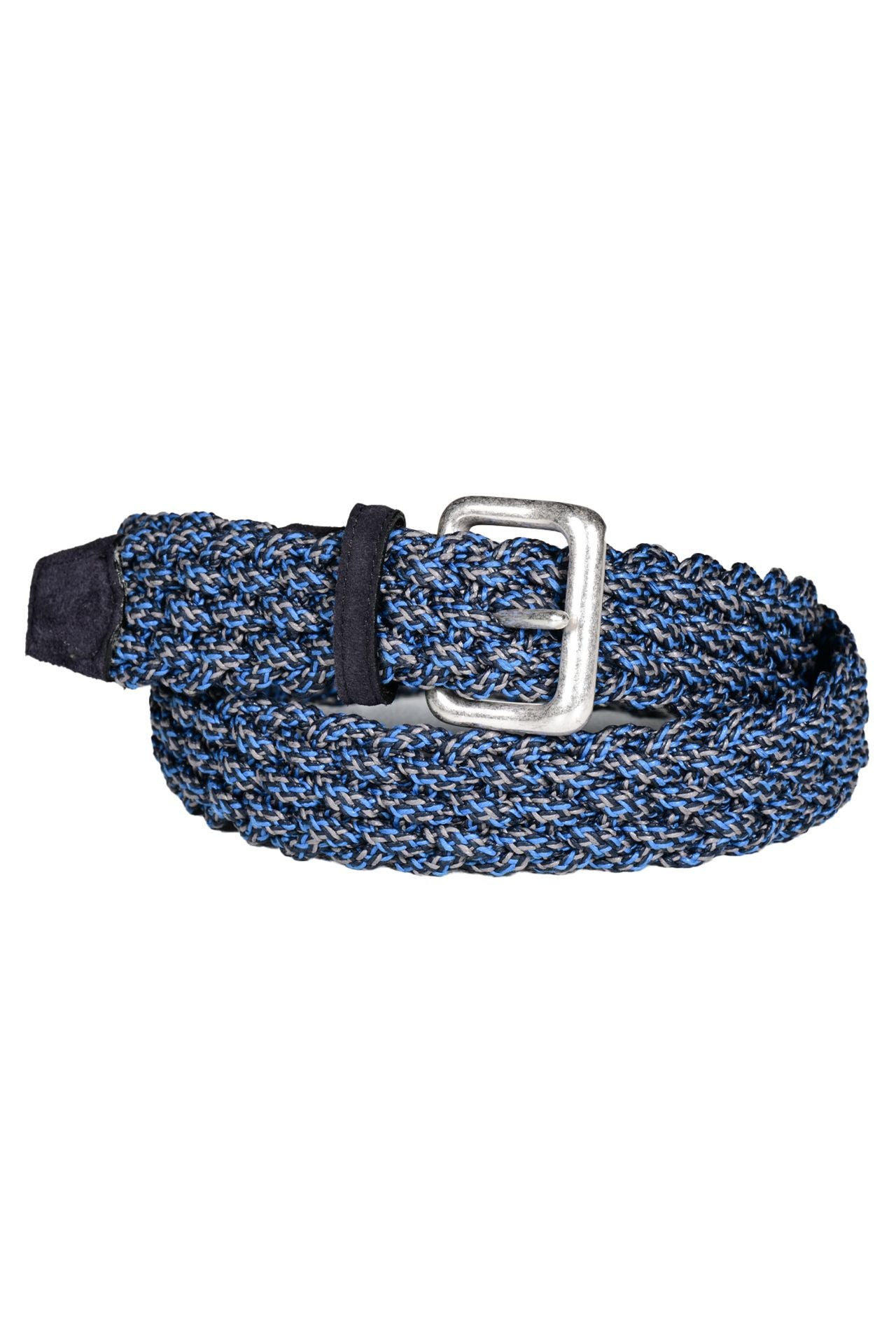Italian Multicolored Woven Cotton Belt in Navy Multi by Torino Leather