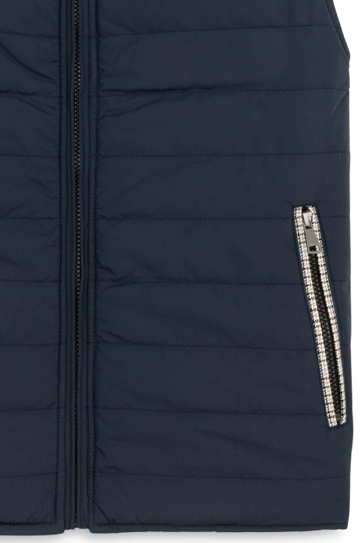 Reversible Wool Blend Houndstooth Quilted Vest in Khaki Plaid/Navy by Scott Barber