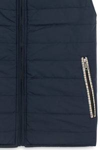 Reversible Wool Blend Houndstooth Quilted Vest in Khaki Plaid/Navy by Scott Barber