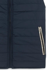 Reversible Wool Blend Houndstooth Quilted Vest in Khaki Plaid/Navy by Scott Barber