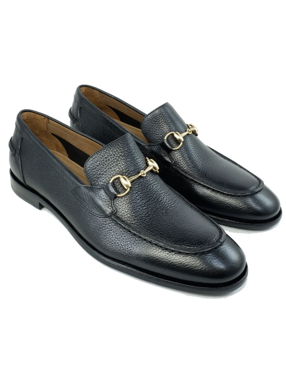 Miami Pebble Grain Leather Bit Loafer in Black by Alan Payne Footwear