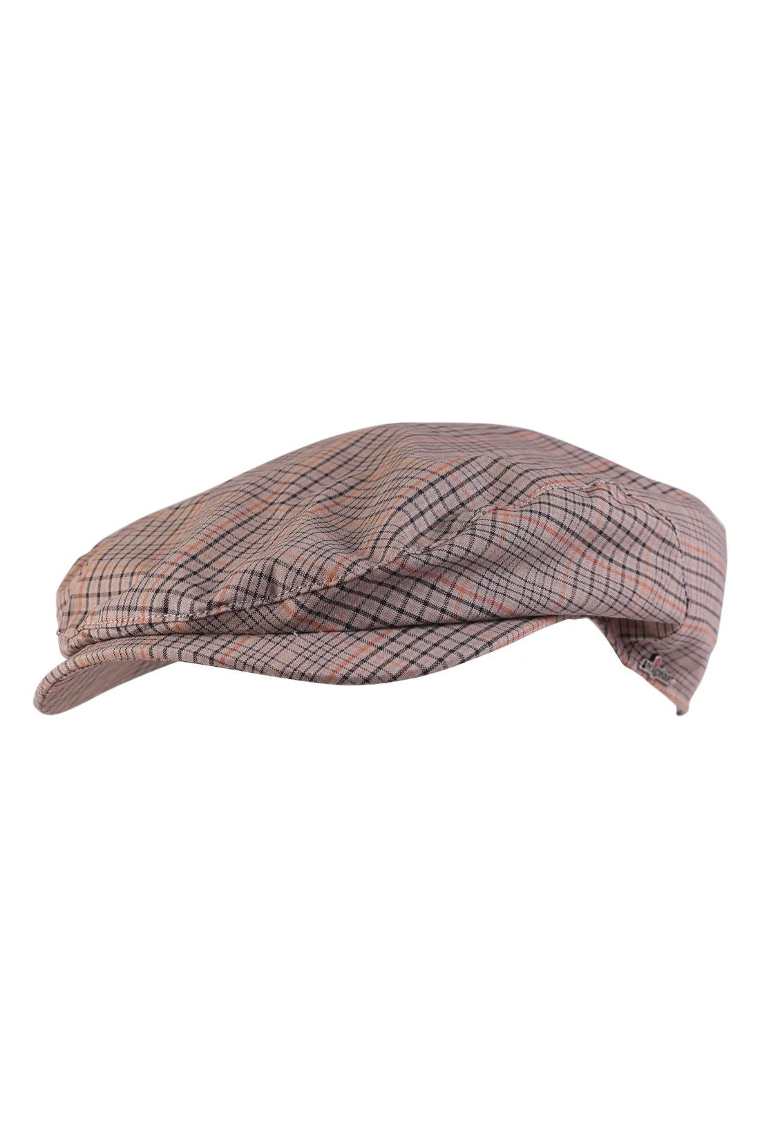 Ivy Classic Cap in Cotton Light Brown Plaid by Wigens