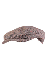 Ivy Classic Cap in Cotton Light Brown Plaid by Wigens