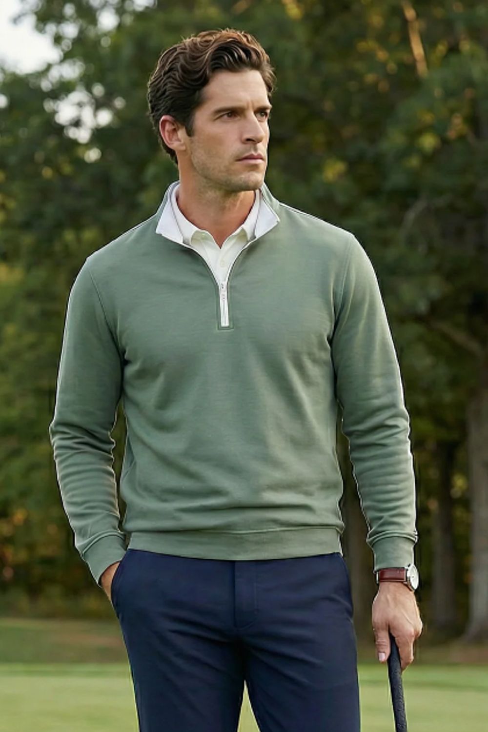 Performance Quarter-Zip Pullover in Agave by Scott Barber