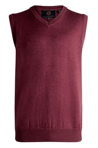 Extra Fine 'Zegna Baruffa' Merino Wool V-Neck Sleeveless Sweater Vest in Buch Red by Viyella
