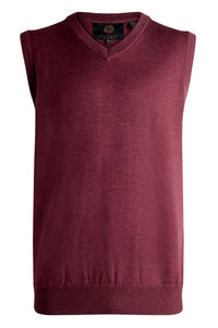 Extra Fine 'Zegna Baruffa' Merino Wool V-Neck Sleeveless Sweater Vest in Buch Red by Viyella