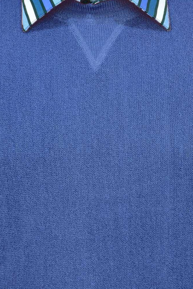 Baby Alpaca 'Links Stitch' Sweatshirt-Style Crew Neck Sweater in Soft Royal Blue by Peru Unlimited