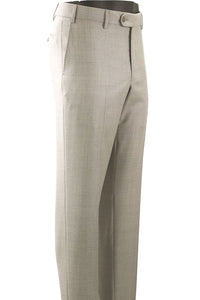 Super 110s Vitale Barberis Canonico Italian Luxury 4 Harness Wool Serge Flat Front Trouser in Oatmeal (Choice of Fits) by 6 East by Ballin