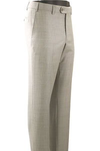 Super 110s Vitale Barberis Canonico Italian Luxury 4 Harness Wool Serge Flat Front Trouser in Oatmeal (Choice of Fits) by 6 East by Ballin