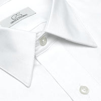 The Charleston - Wrinkle-Free Herringbone Cotton Dress Shirt in White (Tailored Tall Fit, Size 15 1/2 - 36/37) by Cooper & Stewart