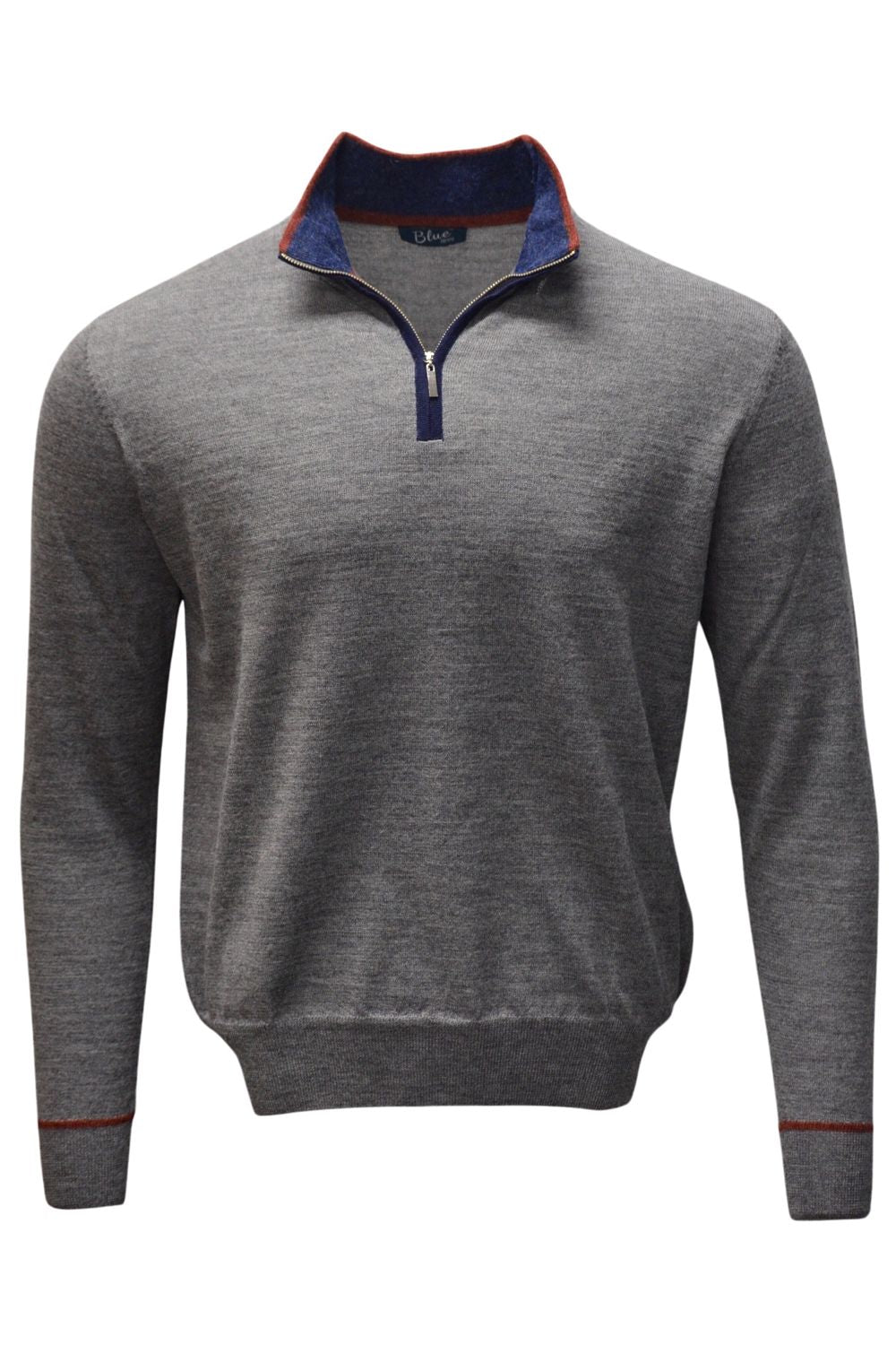 Baby Alpaca Mélange Quarter-Zip Sweater in Derby Grey by Blue 1899