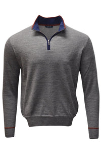Baby Alpaca Mélange Quarter-Zip Sweater in Derby Grey by Blue 1899