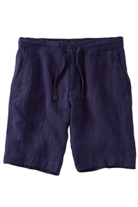 Pure Linen Drawstring Casual Shorts in Navy by Borgo28