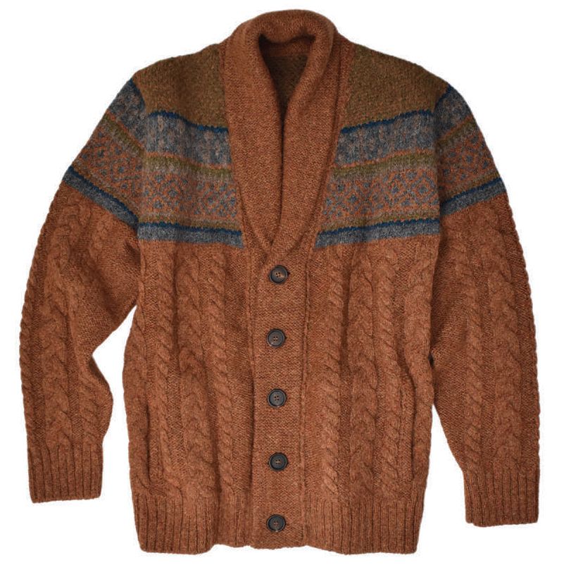 Baby Alpaca Fairisle Jacquard Shawl Collar Cardigan Sweater in Choice