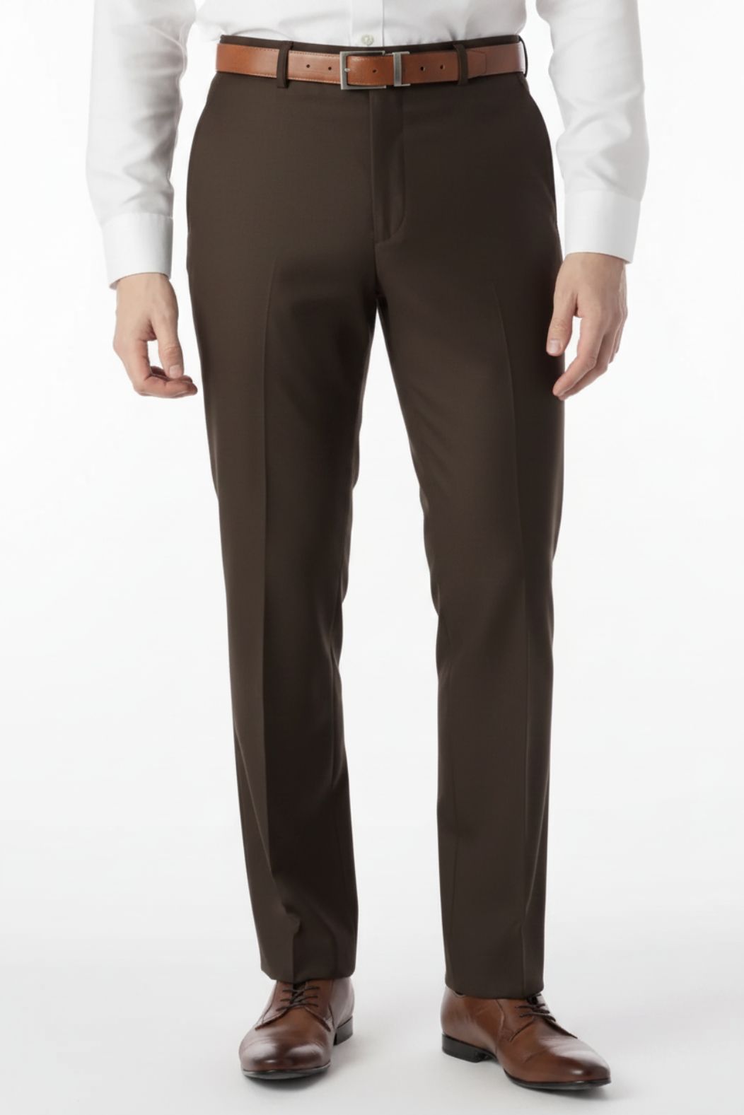 Super 120s Luxury Wool Serge Comfort-EZE Trouser in Brown Mix (Flat Front Models) by Ballin