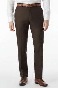 Super 120s Luxury Wool Serge Comfort-EZE Trouser in Brown Mix (Flat Front Models) by Ballin