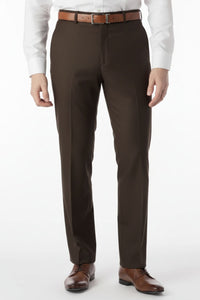 Super 120s Luxury Wool Serge Comfort-EZE Trouser in Brown Mix (Flat Front Models) by Ballin