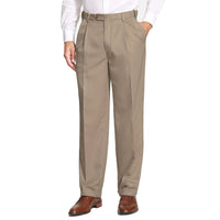 Prime Poplin Trouser in Dark Khaki, Size 32 (Windsor Double Reverse Pleat, Short Rise) by Berle