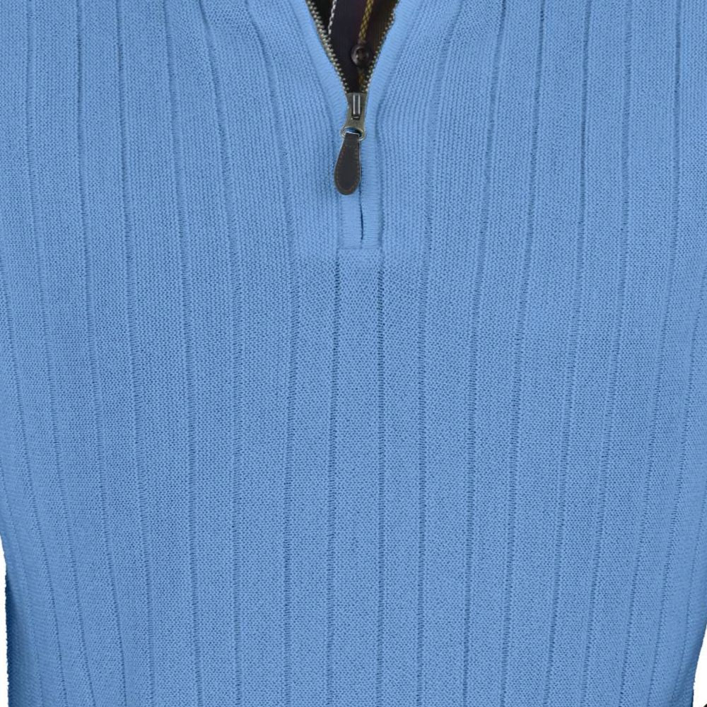 Baby Alpaca 'Links Stitch' Ribbed Zip-Neck Sweater Vest in Atlantic Blue by Peru Unlimited