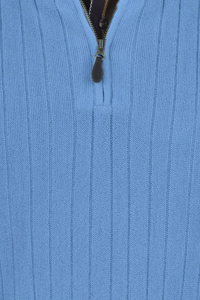 Baby Alpaca 'Links Stitch' Ribbed Zip-Neck Sweater Vest in Atlantic Blue by Peru Unlimited