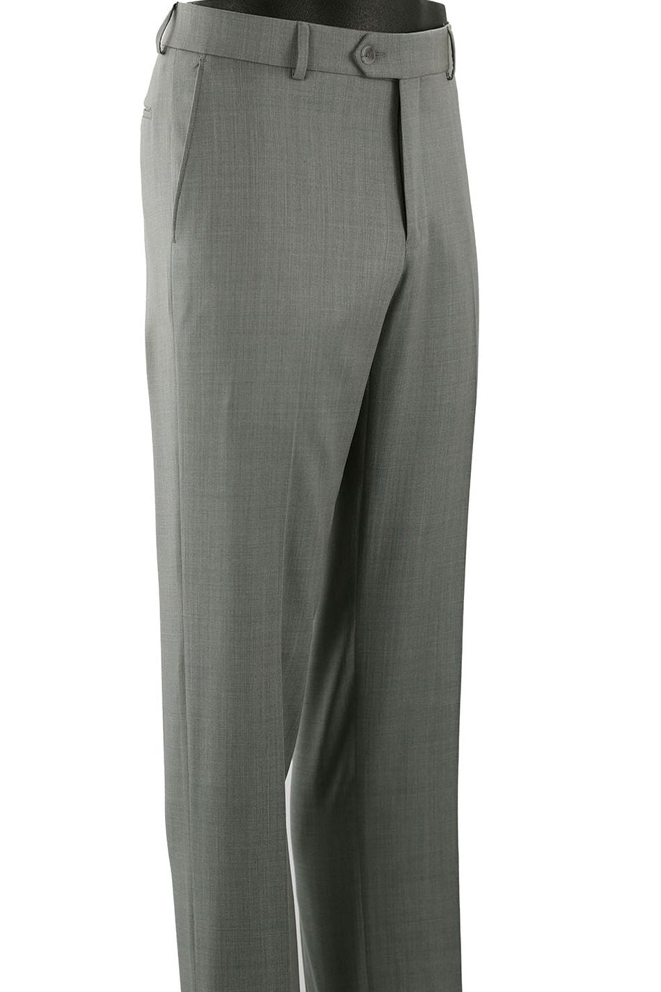 Super 120s Wool Gabardine Comfort-EZE Trouser in Dusty Green (Flat Front Models) by Ballin