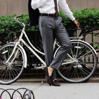 Parker Flat Front Sharkskin Wool Trouser in Medium Grey (Modern Straight Fit) by Zanella