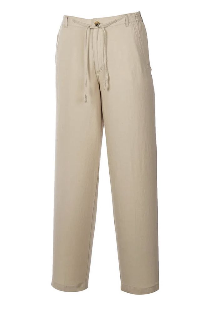 St. Barts Linen Blend Drawstring Pants in Khaki by Weekender