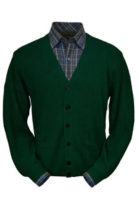 Baby Alpaca 'Links Stitch' V-Neck Cardigan Sweater in Forest (Size Medium) by Peru Unlimited