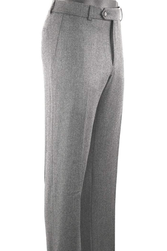 Cashmere and Wool Italian Flannel Comfort-EZE Trouser in Pearl Grey (Flat Front Models) by Ballin