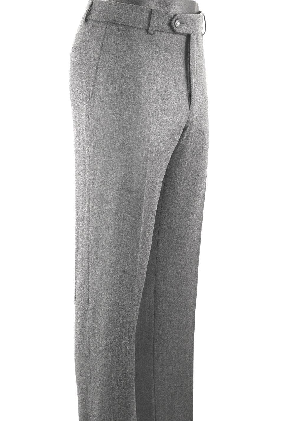 Cashmere and Wool Italian Flannel Comfort-EZE Trouser in Pearl Grey (Flat Front Models) by Ballin