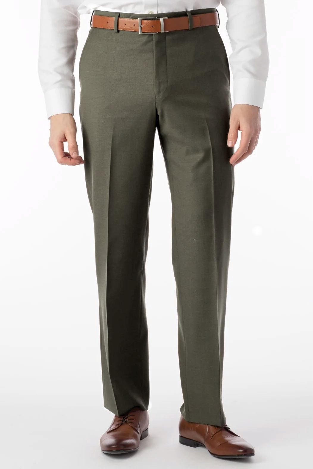 Super 120s Luxury Wool Serge Comfort-EZE Trouser in Moss Heather (Flat Front Models) by Ballin