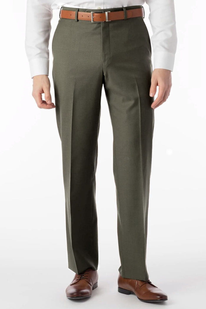 Super 120s Luxury Wool Serge Comfort-EZE Trouser in Moss Heather (Flat Front Models) by Ballin