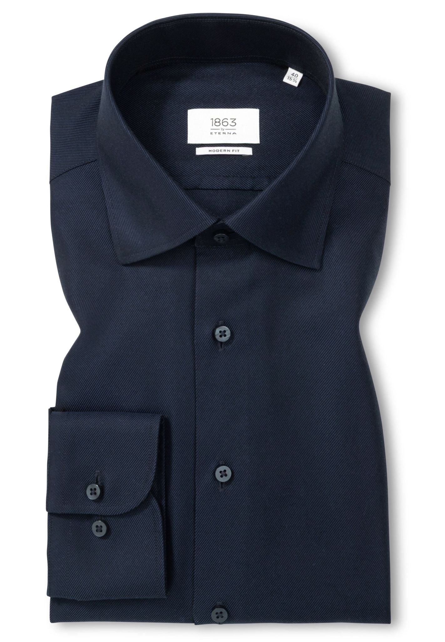 'Royal Twill' In Navy - Modern Fit - Two Ply Cotton Twill Dress Shirt with Kent Collar by Eterna 1863