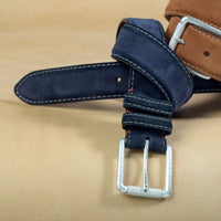 European Sueded Calfskin Belt in Navy (Size 48) by Torino Leather