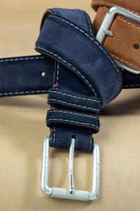 European Sueded Calfskin Belt in Navy (Size 48) by Torino Leather