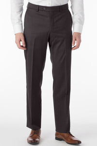 Super 130s Loro Piana Wool Gabardine Flat Front Trouser in Chestnut by 6 East by Ballin