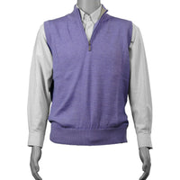 Royal Alpaca Half-Zip Mock Neck Sweater Vest in Lilac Heather by Peru Unlimited