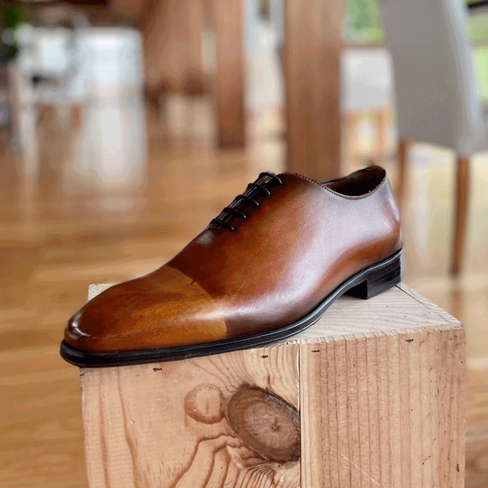 Mastrich Wholecut Derby Lace Up in Mostarda Tan Inglese by Jose Real