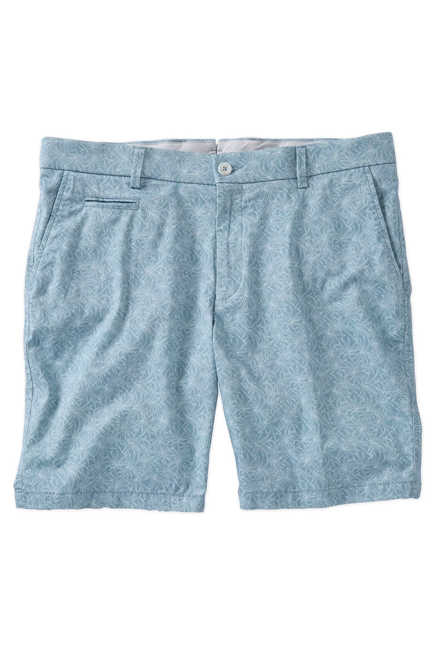 Tropical Leaf Print Lightweight Superfine Twill Shorts in Choice of Colors (College Modern Fit - 8" Inseam) by Ballin