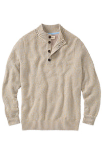 Chenille Button Mock Neck Cotton Sweater in Sand by Borgo28