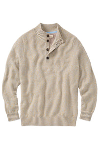 Chenille Button Mock Neck Cotton Sweater in Sand by Borgo28