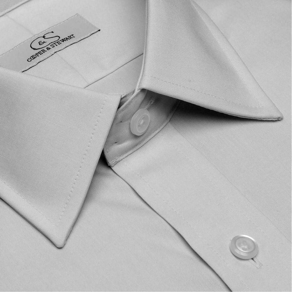 The Classic Grey - Wrinkle-Free Pinpoint Oxford Cotton Dress Shirt (Regular Fit, Size 16 1/2 - 34/35) by Cooper & Stewart