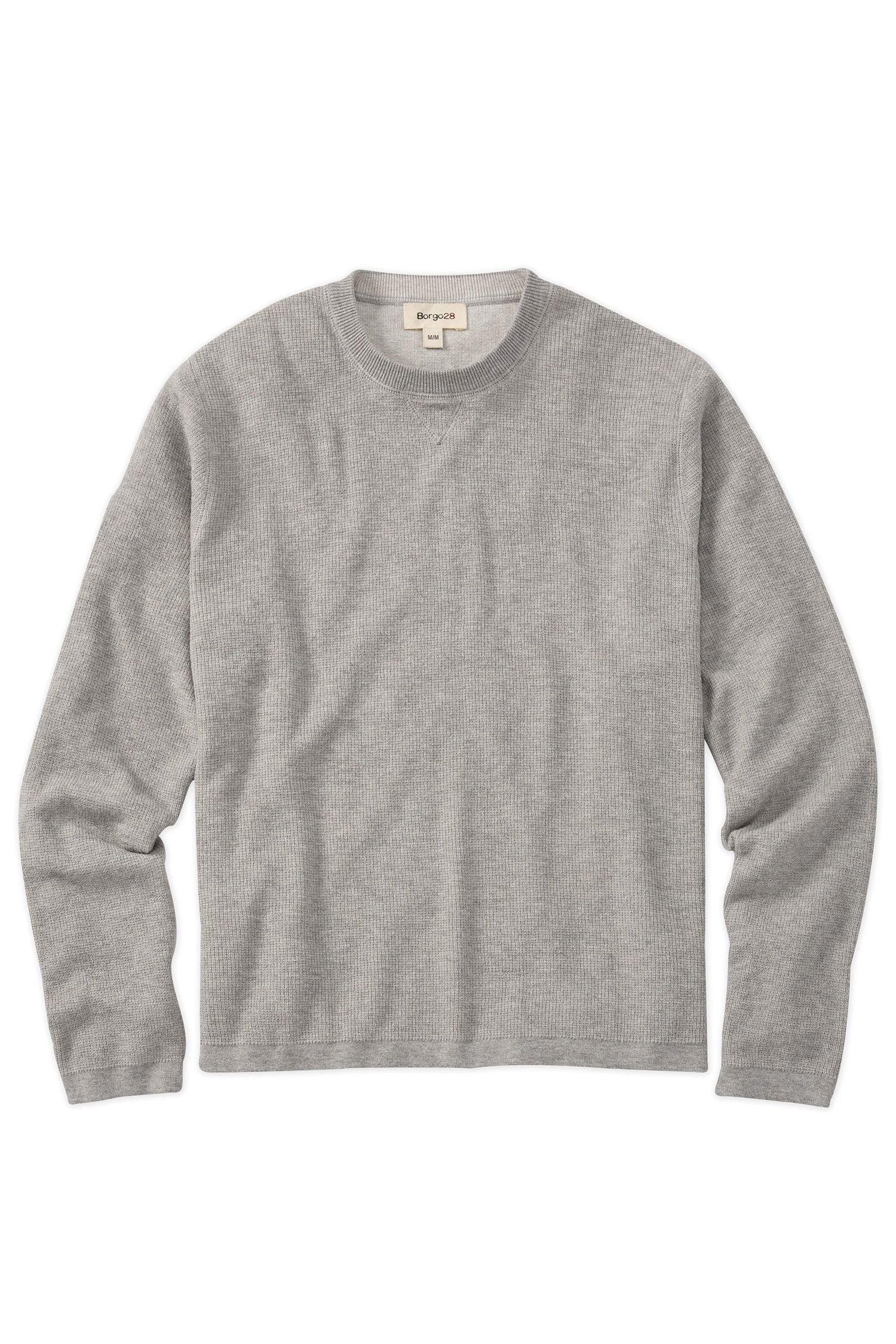 Reversible Cotton & Cashmere Sweater in Grey/Winter White by Borgo28